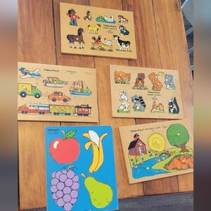 Fisher-Price Wooden Animal and Vehicle Puzzle Set